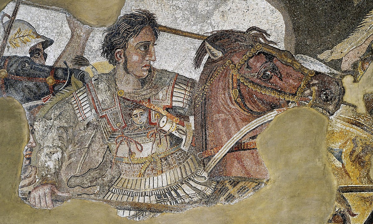 Mosaique d'Alexandre decouverte a Pompei representant la bataille d'Issos