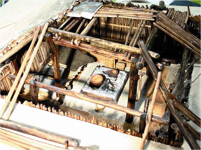 Reconstructed model of a semi-subterranean pit house from Amnya I