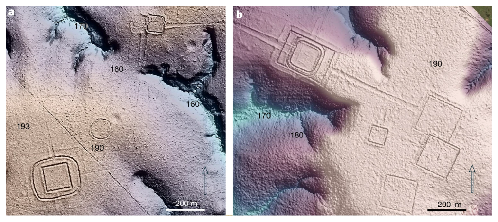 Types of earthworks and geoglyphs of the Aquiry civilization obtained from LiDAR data