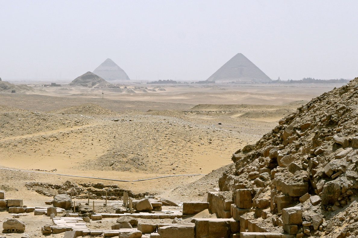 Red Pyramid and Bent Pyramid of Dahshur, Egypt, panoramic view