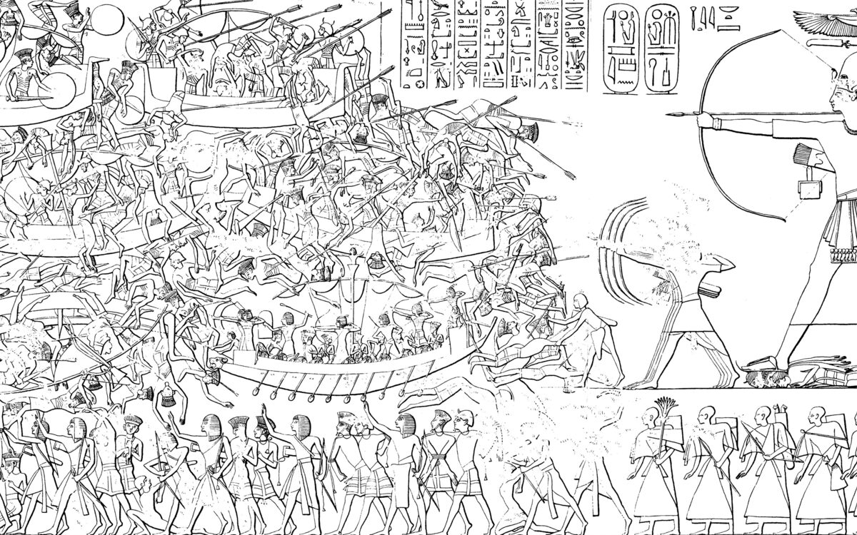 Relief from Medinet Habu showing the Sea Peoples