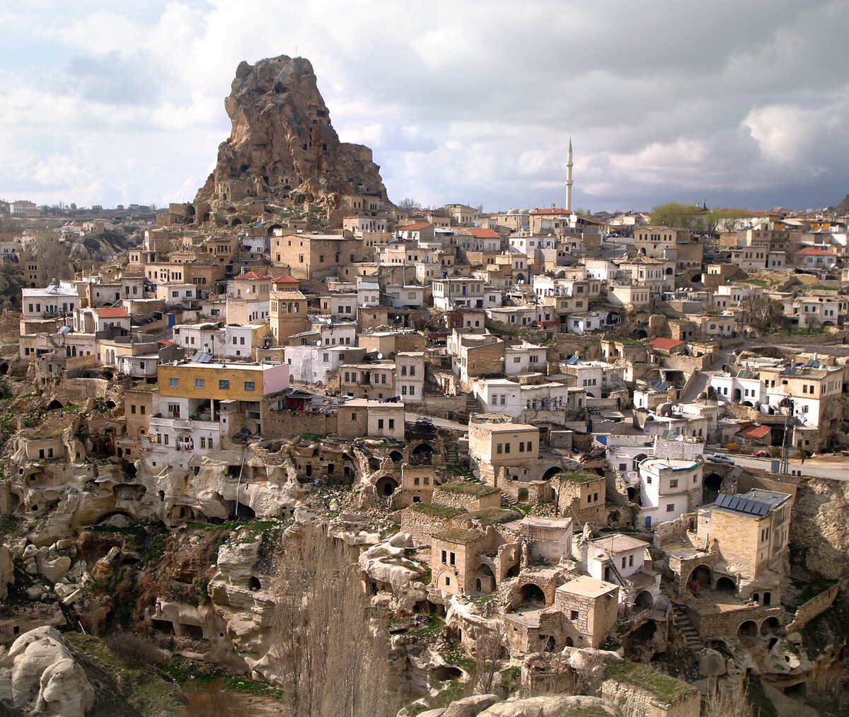 Fairy chimneys of Cappadocia, cones of tuff capped with harder rock blocks