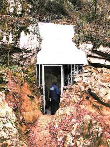Vue de la grotte d'Ekain avec ses représentations équines