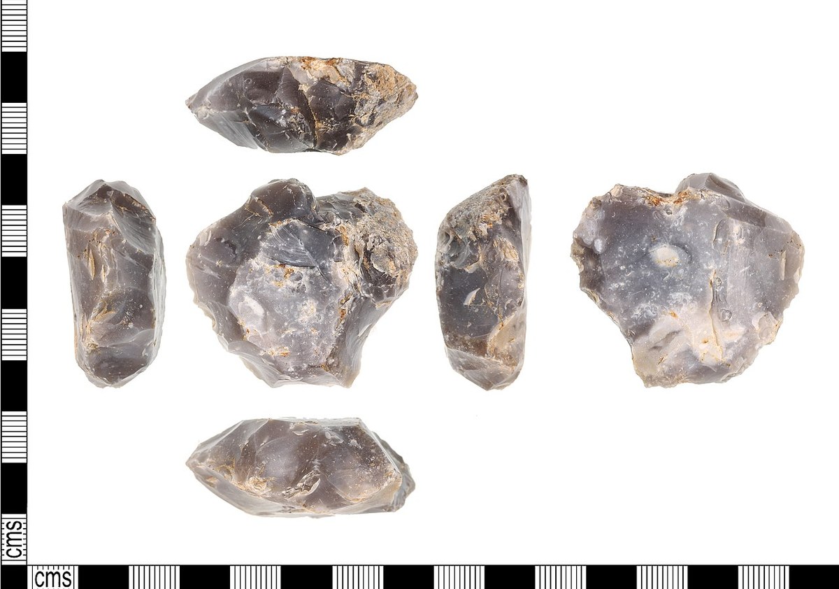 Nucleus Levallois en silex illustrant la technique de debitage predetermine, Paleolithique moyen