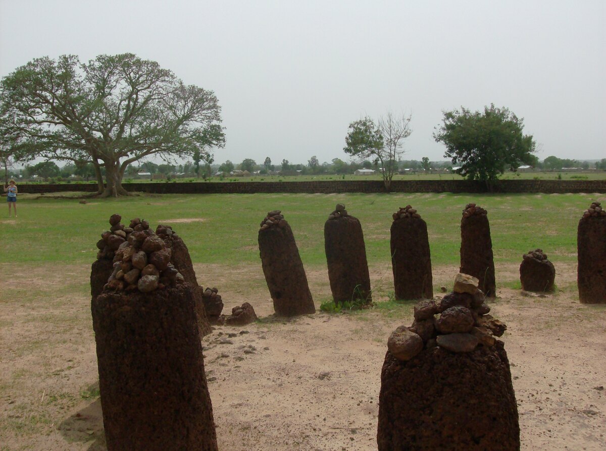 The tall standing stones of the Wassu site in the Gambia
