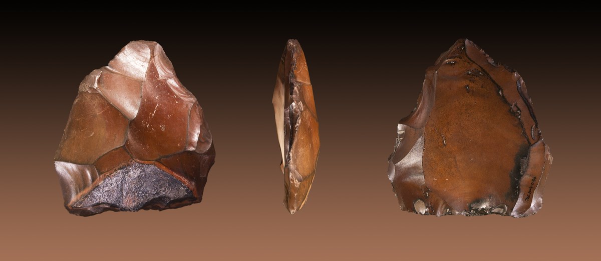 Levallois core, knapped flint, Louvre Museum, Middle Palaeolithic