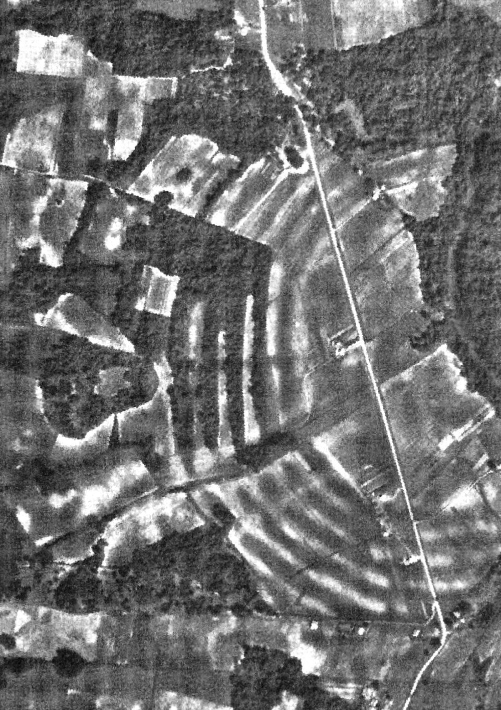 Photographie aérienne de Poverty Point en 1938 par le Corps of Engineers de l'armée américaine