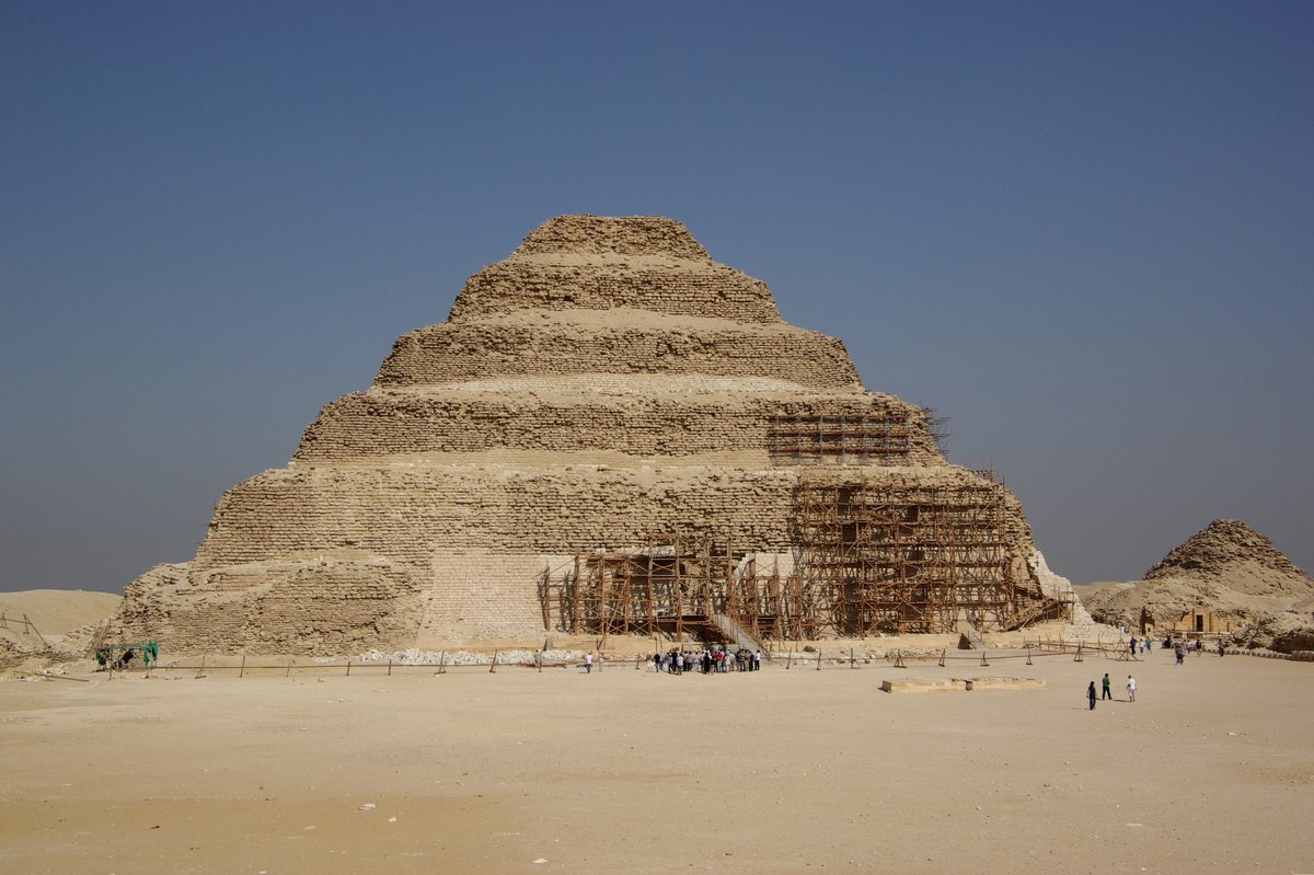 Saqqara necropolis from above, with Djoser's Step Pyramid, Egypt