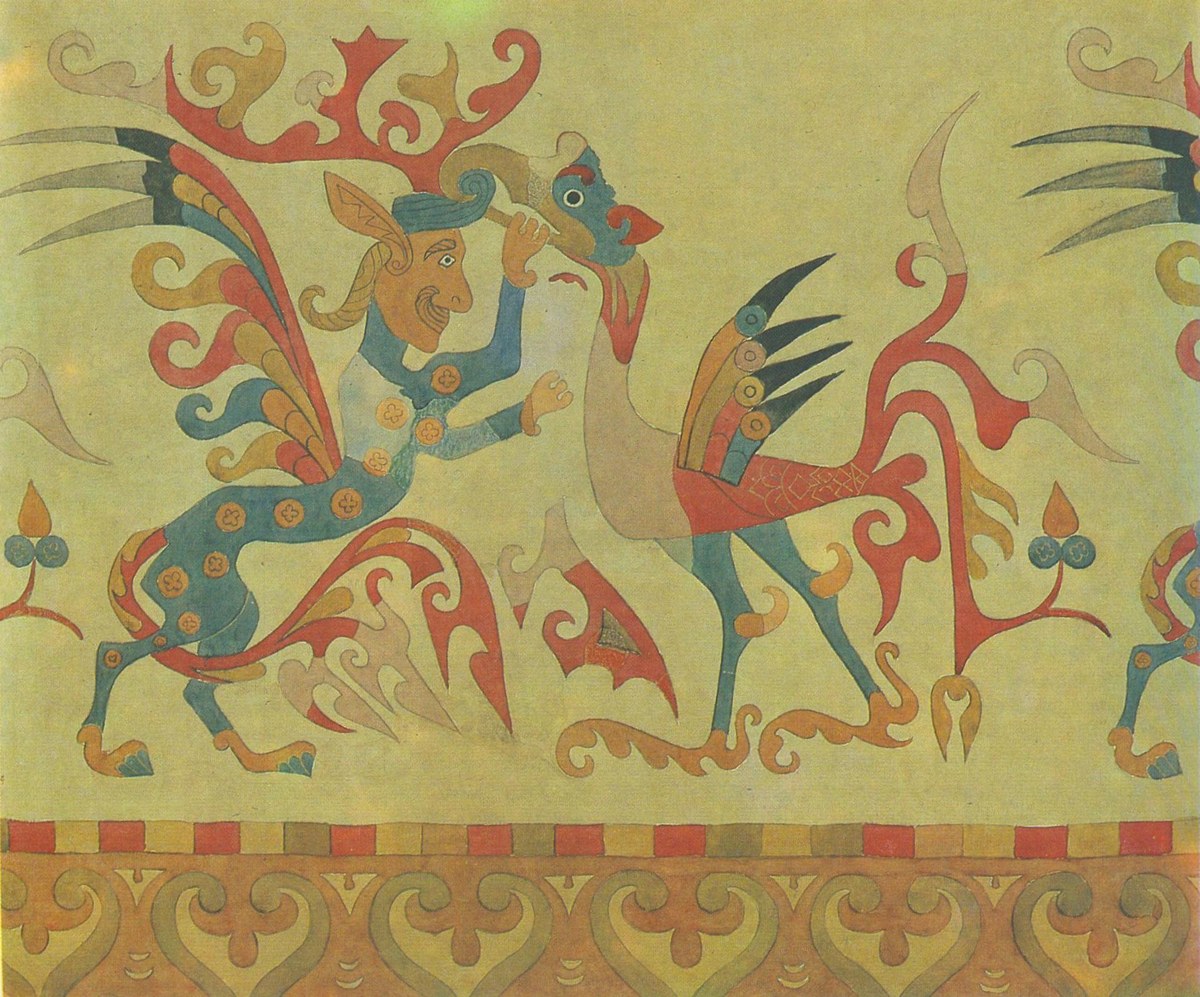 Tapis de feutre de la culture Pazyryk, Altai, VIe-Ve siecle av. J.-C., Musee de l'Ermitage