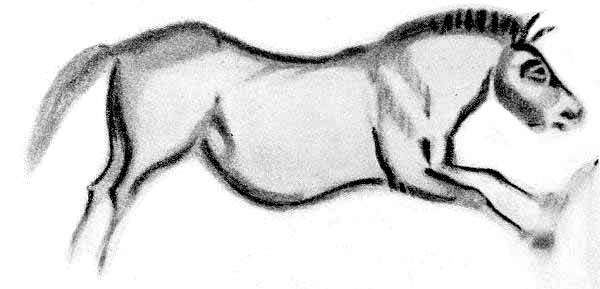 Palaeolithic horse engraving evoking parietal art