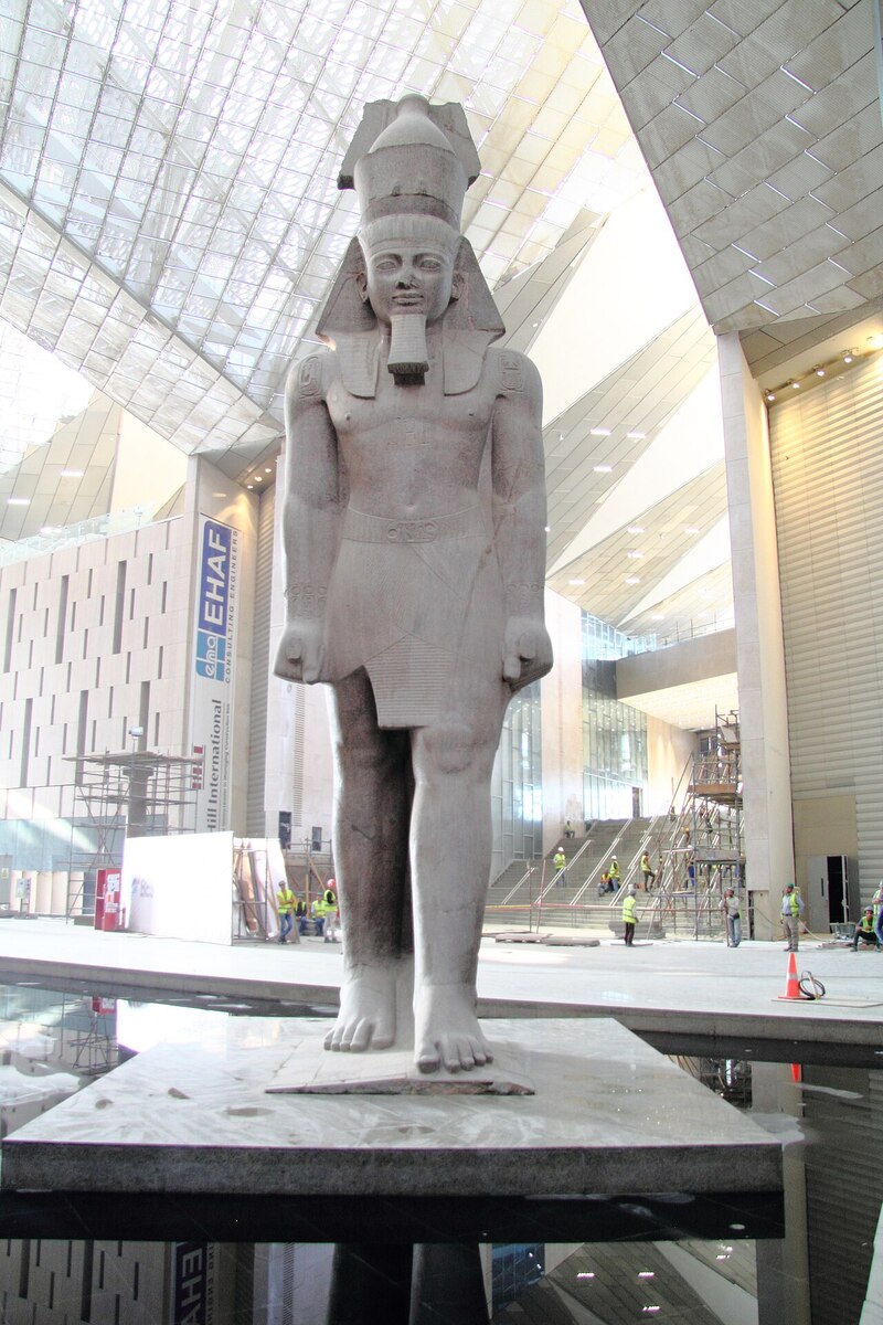 Grand Egyptian Museum with colossal statues of Ramesses II