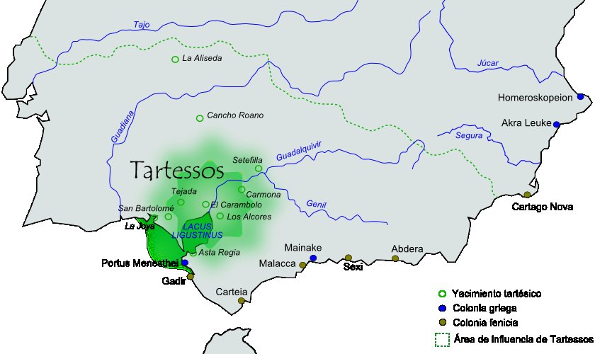 Map of the Tartessos region in the Iberian Peninsula, western Andalusia
