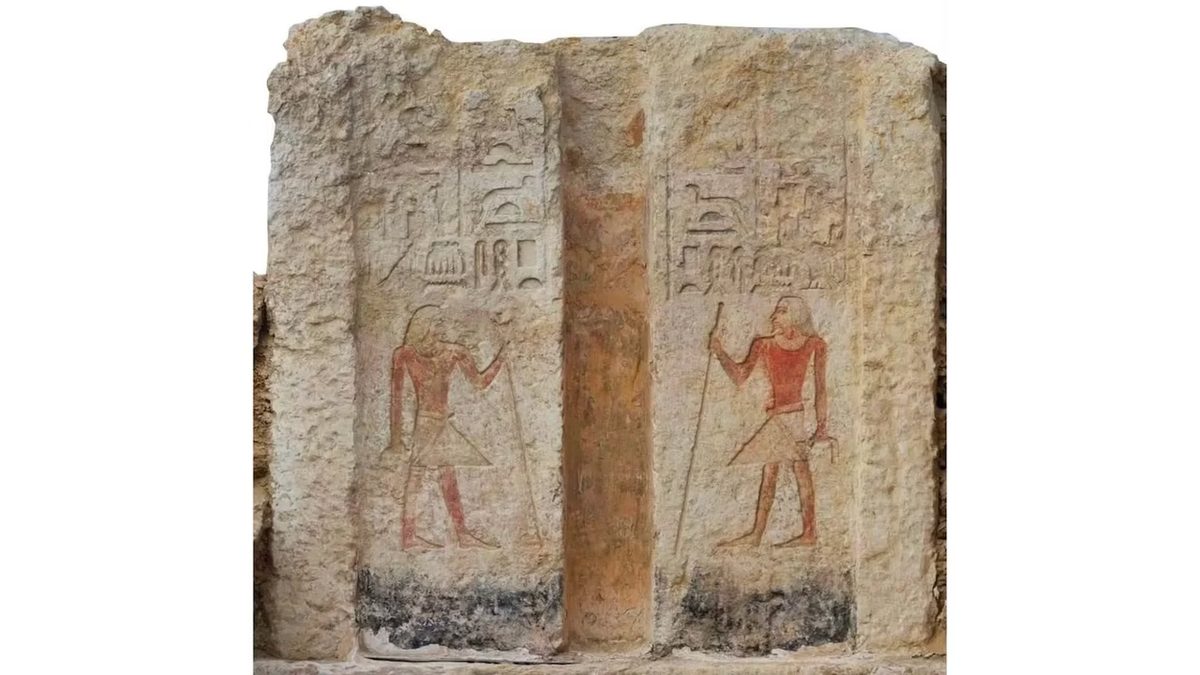 Elements architecturaux de la tombe de Saqqarah decouverte en 2026, Egypte ancienne