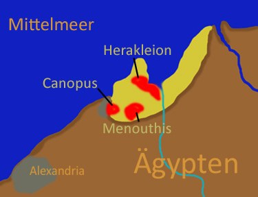 Carte de la region de Canope, Menouthis et Heracleion en Egypte