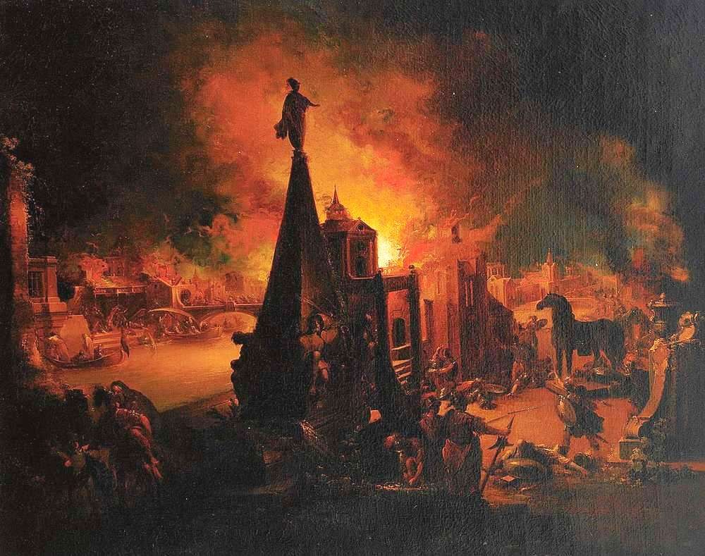 Painting of the fall of Troy, Johann Georg Trautmann, 1759-1762