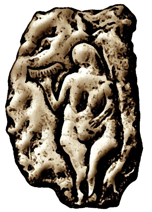 Venus de Laussel, bas-relief en calcaire, Dordogne, tenant une corne avec 13 encoches