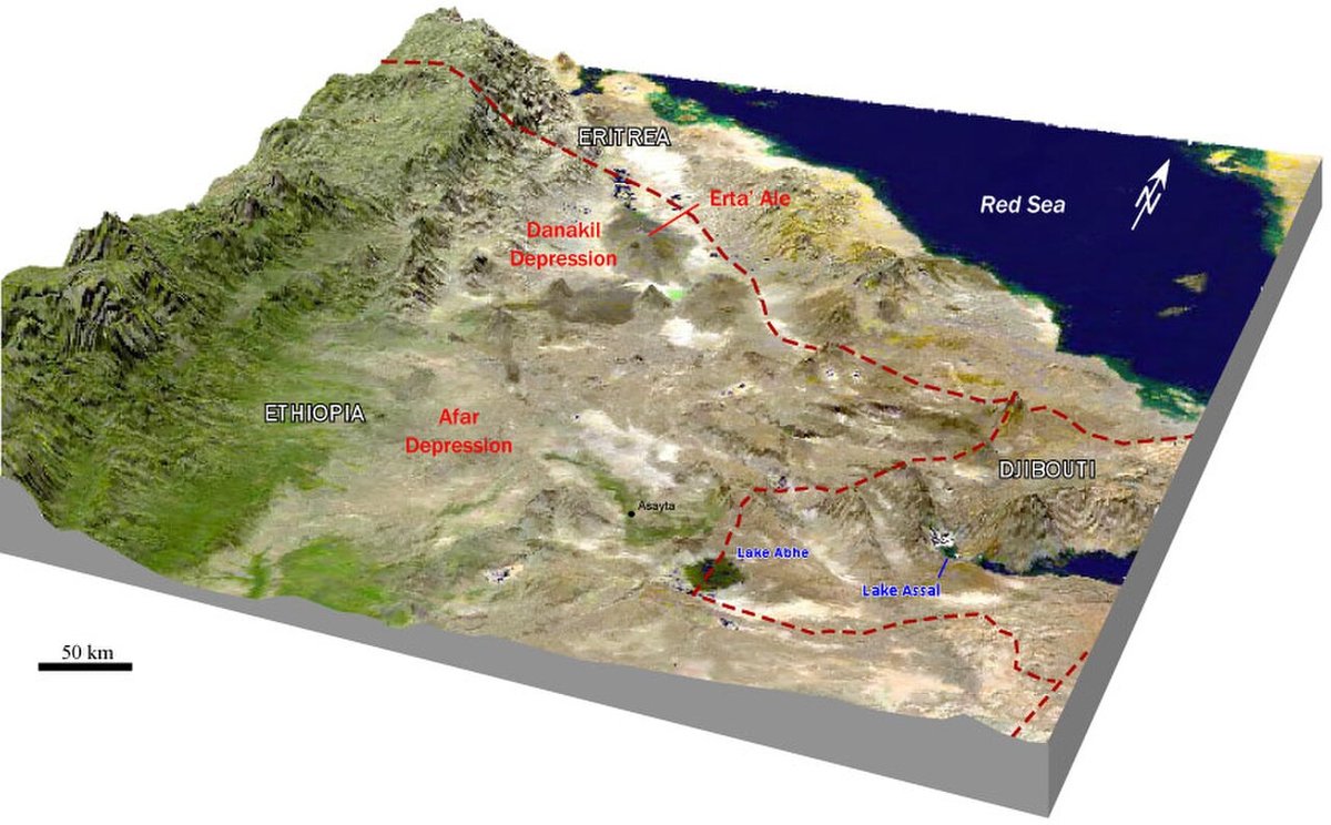 Paysage volcanique de la dépression de l'Afar, Éthiopie