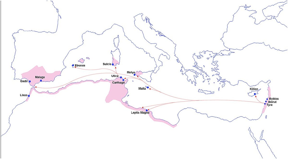 Map of Phoenician maritime routes in the Mediterranean